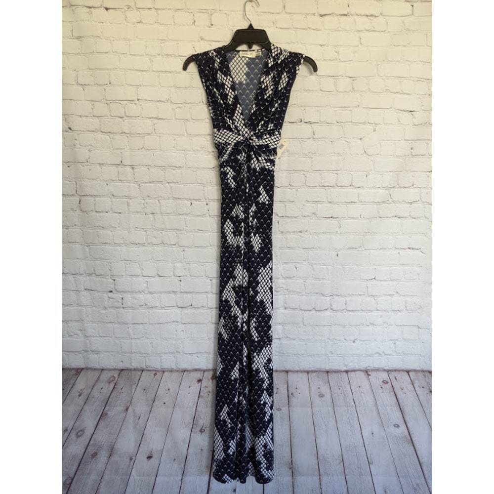 Eliza J | Size 2 Navy Ivory Jersey Maxi Dress - Picture 4 of 7